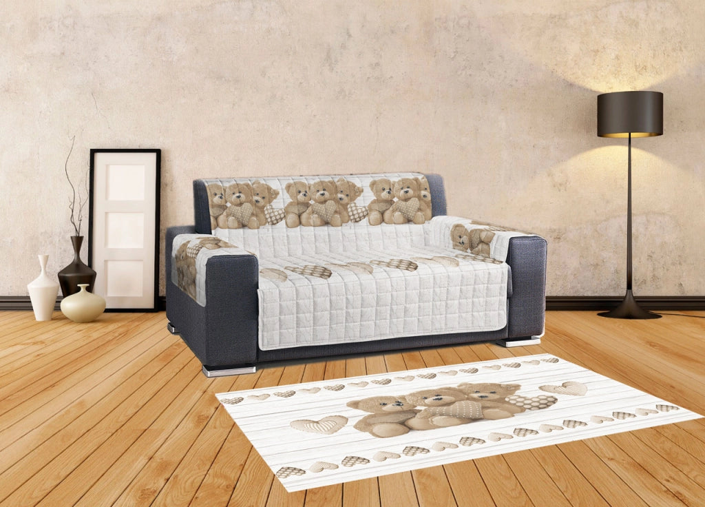 Tappeto Antiscivolo In Stampa Digitale Linea Pensieri Delicati Dis. New Orsetti - 152x230 - Beige