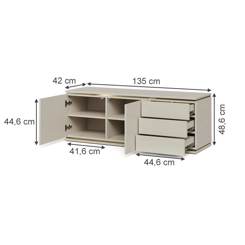 Vicco Mobile tv Cachemire 135 x 48.6 cm con 2 ante e 3 cassetti