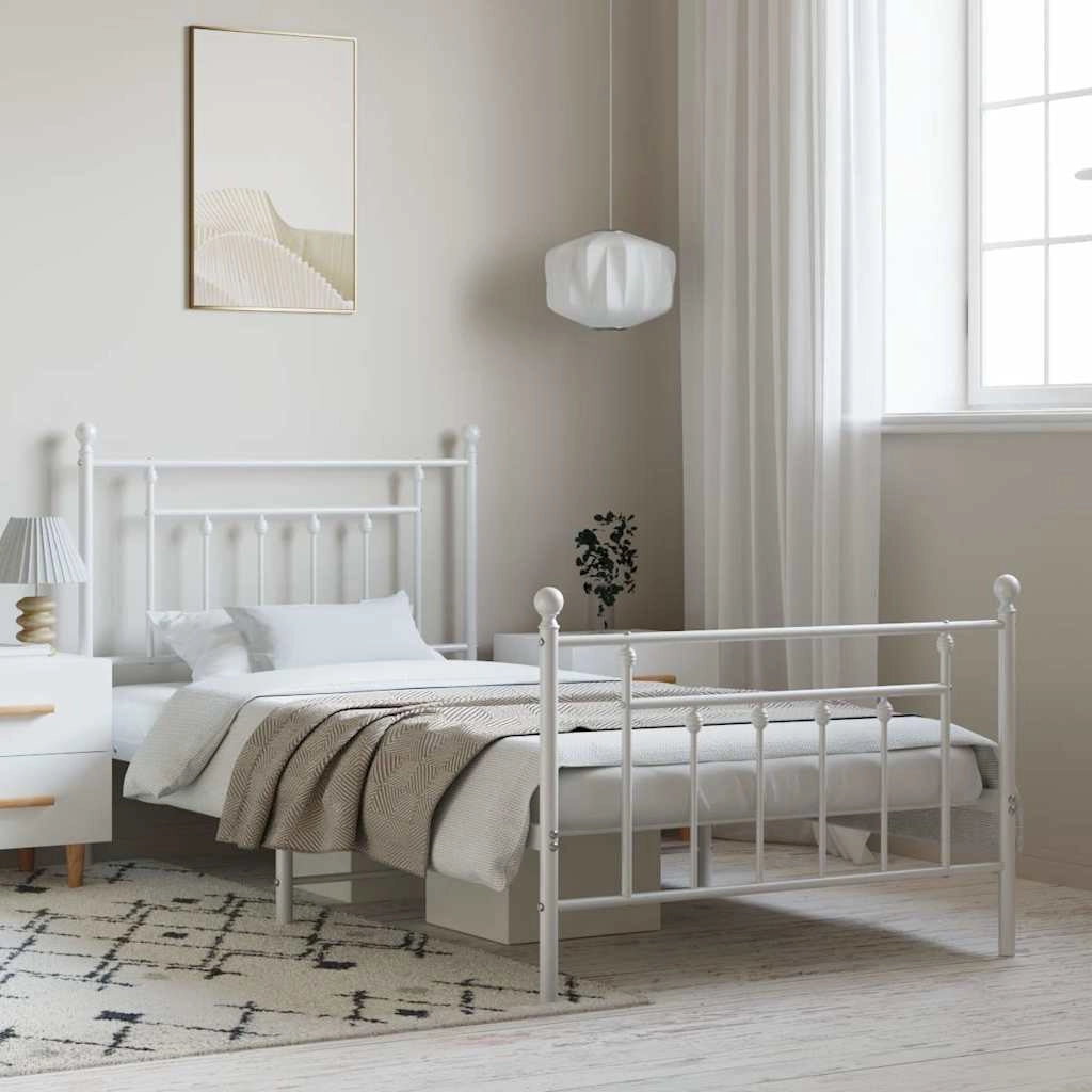 Giroletto con Testiera e Pediera Metallo Bianco 100x190 cmcod mxl 105784
