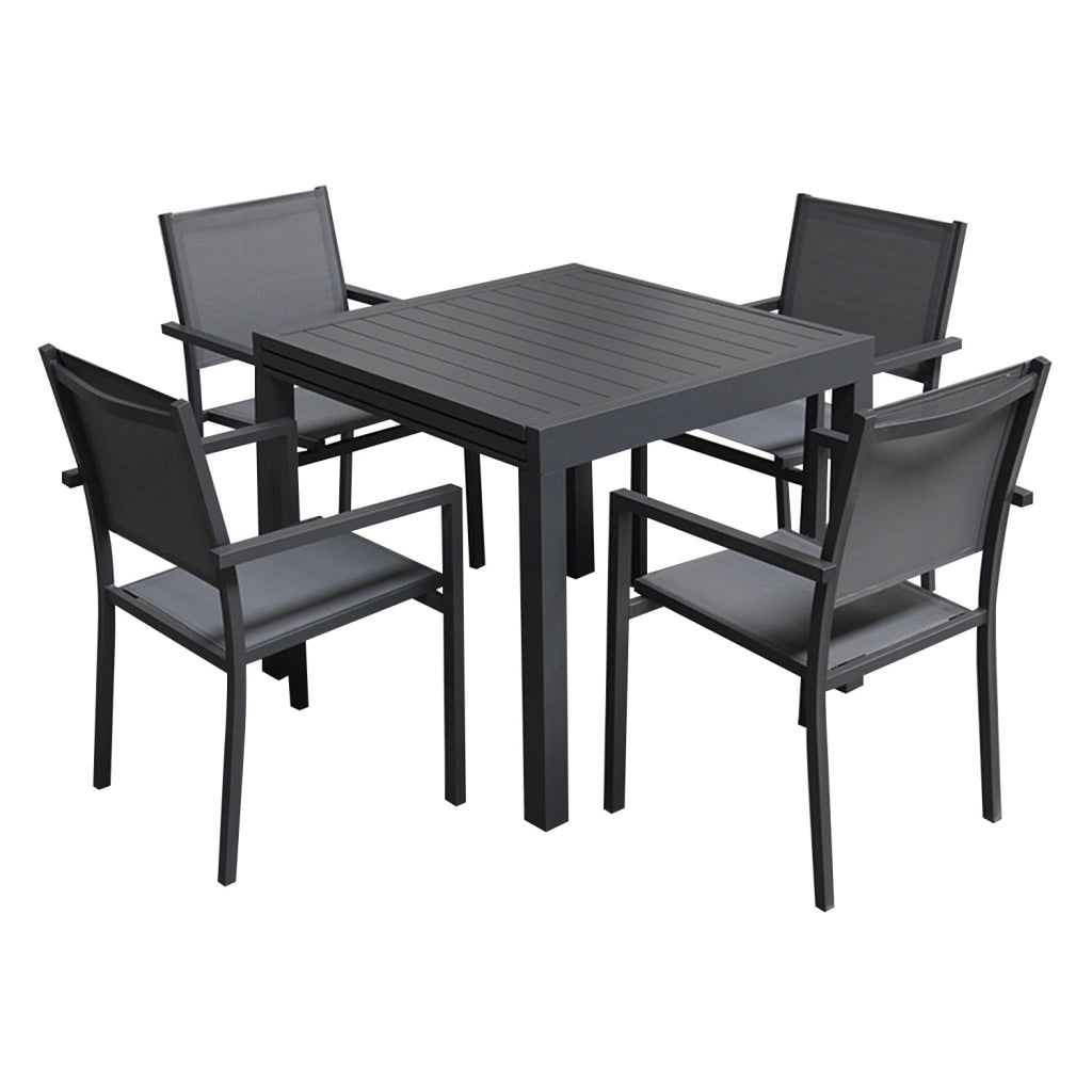 VENEZIASet di mobili da giardino allungabili 90/180 in textilene grigio 8 posti - alluminio antracite