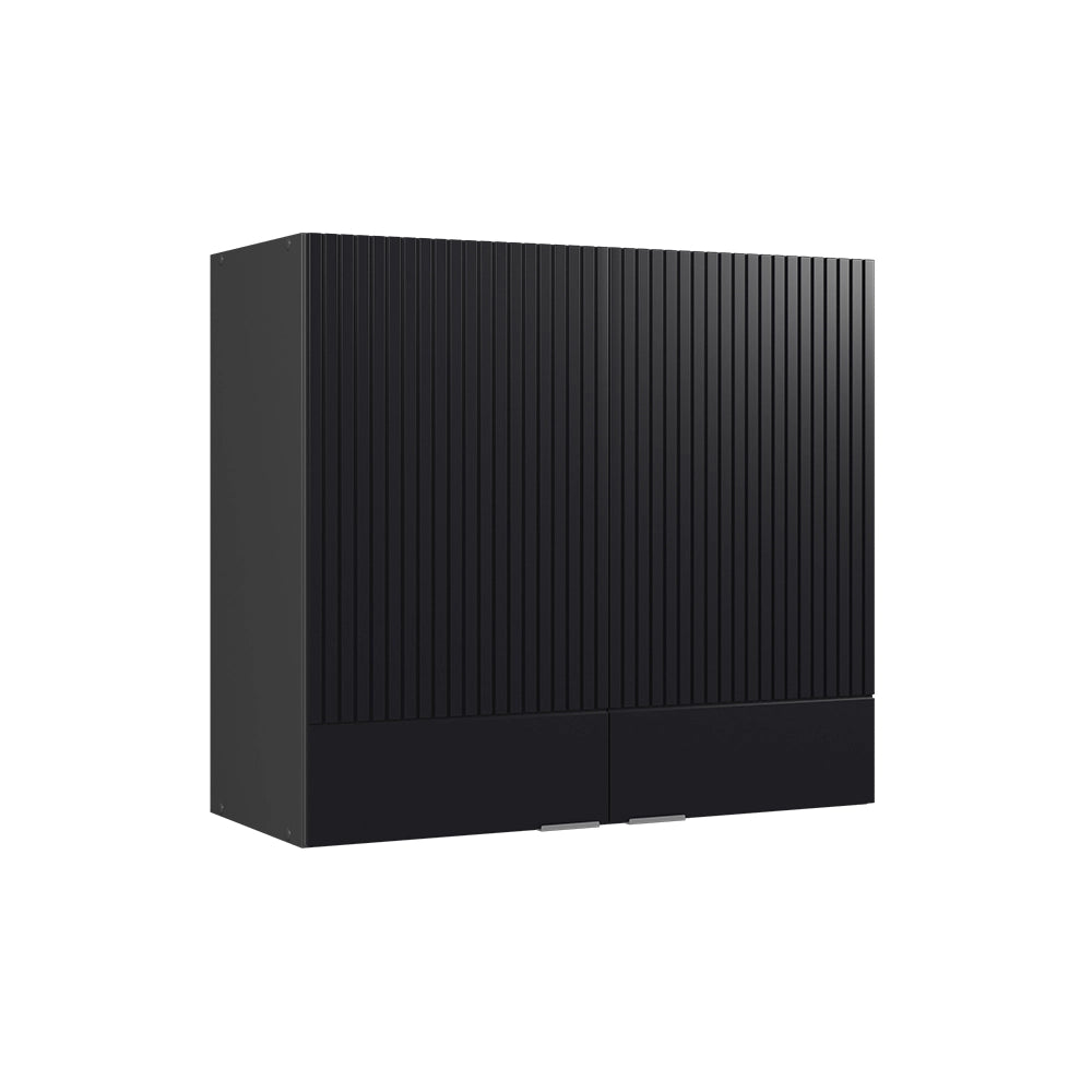 Vicco Mobile da cucina in vetro Nero a righe 80 cm