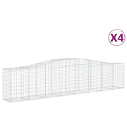 Set di 4 gabbioni ad arco per recinzione gabbia o muro di contenimento 400 x 50 x 80/100 cm ferro zincato argento 02_0041509