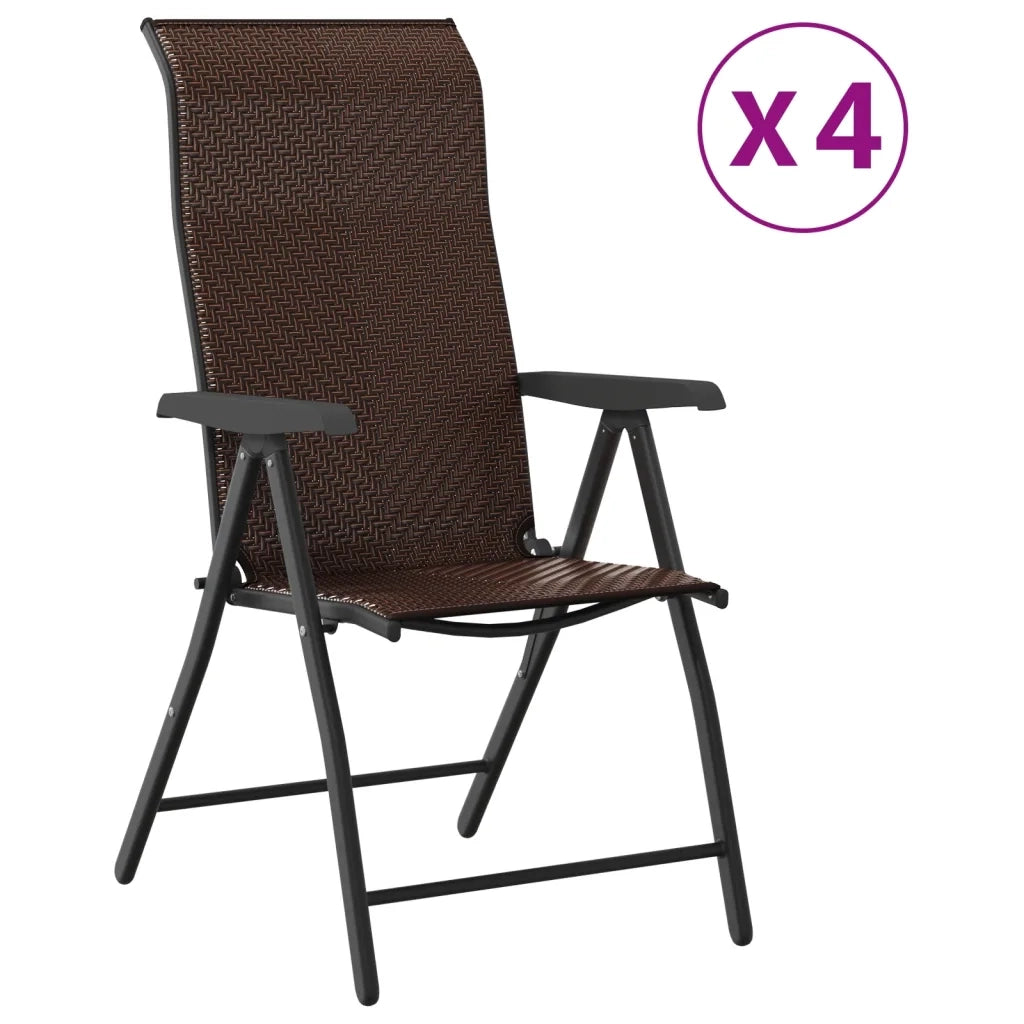 Sedie Pieghevoli da Giardino 4 pz Marroni in Polyrattan 3270608