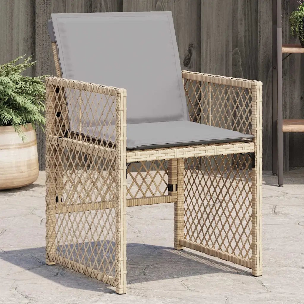 Sedie da Giardino con Cuscini 4 pz | Sedie da Esterno Beige Misto in Polyrattan