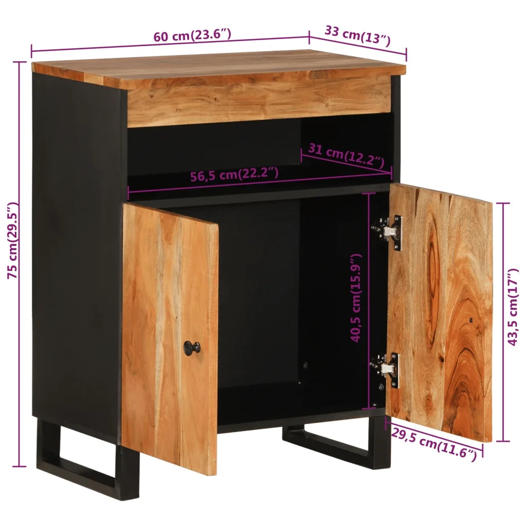 Credenza con 2 Ante 60x33x75 cm in Legno Massello di Acacia 352914