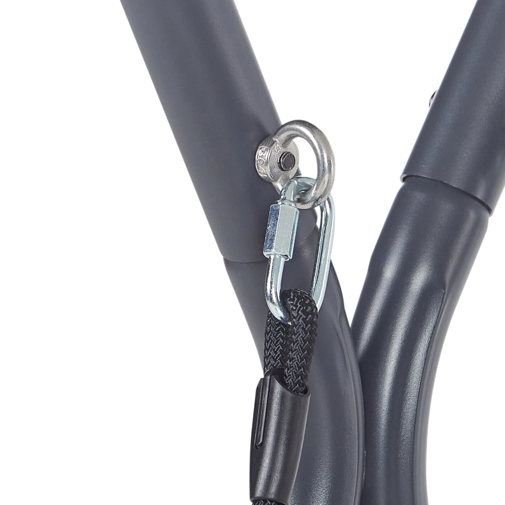 Dondolo da patio grigio chiaro con struttura in acciaio a 2 posti per esterni idrorepellente