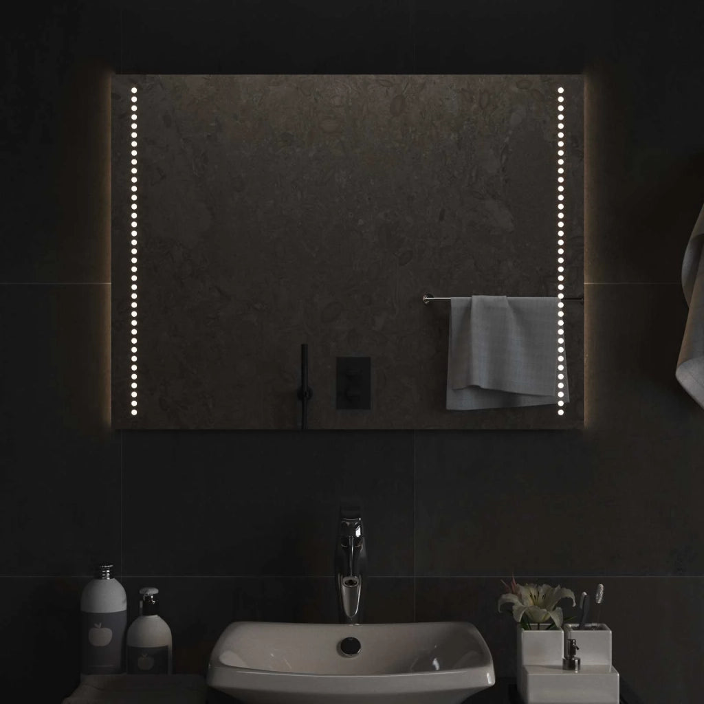 Specchio da bagno LED Trasparente 60 x 80 cm vetro temperato 42045780