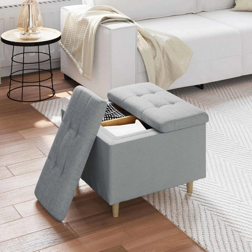 Pouf contenitore Grigio chiaro 60 x 60 x 45 cm Tessuto