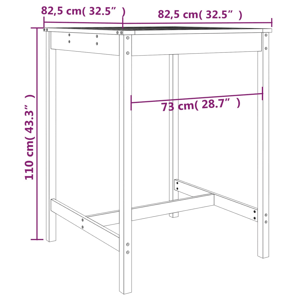 Set Bar da Giardino 5 pz Nero in Legno Massello di Pino 3157743