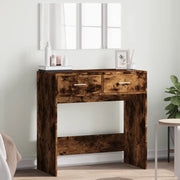 Toeletta con Specchio-Tavolo da Vanit¨¤ Rovere Fumo 80x39x80 cm