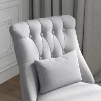 Poltrona per Salotto Imbottita con Cuscino e Piedini Antiscivolo, Poltrona D'Arredo in Tessuto Effetto Lino e Legno, 52.5x69x77 cm, Grigio
