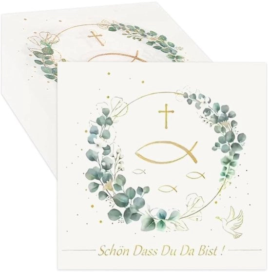 Serviette in Carta 20 Fogli - Doppia Facia - Verde Eucalipto - Serviette da Unito - Sicura per l'Alimentazione - Progetto Elegante con Citazione - Serviette in Carta