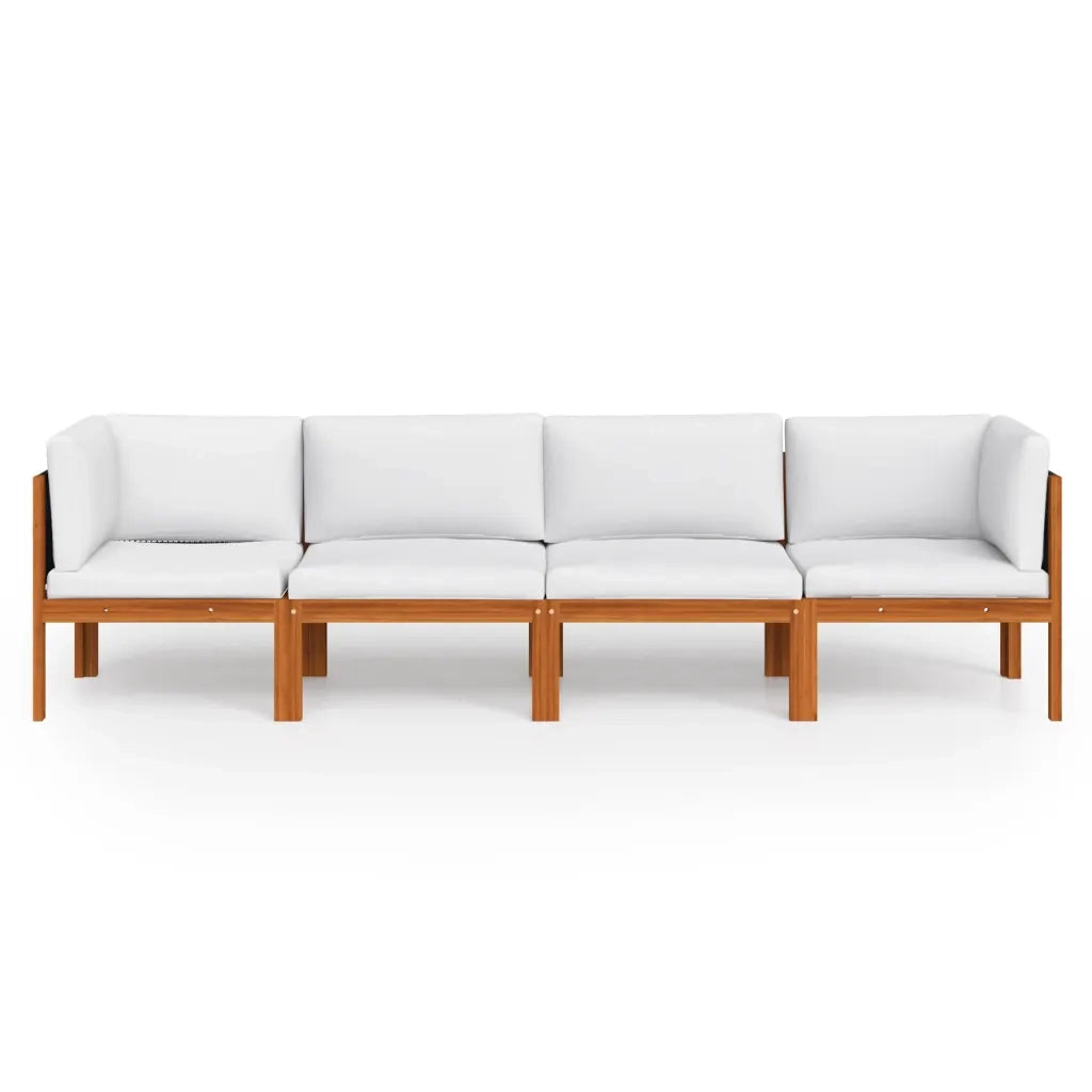 Divano da giardino a 4 posti con cuscino in legno di acacia e corda 3057884