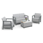 Salottino Outdoor Grafton, set Salotto da Esterno 4 Posti, Grigio Chiaro