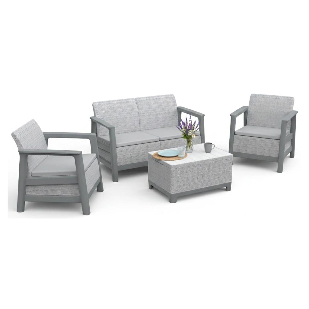 Salottino Outdoor Grafton, set Salotto da Esterno 4 Posti, Grigio Chiaro