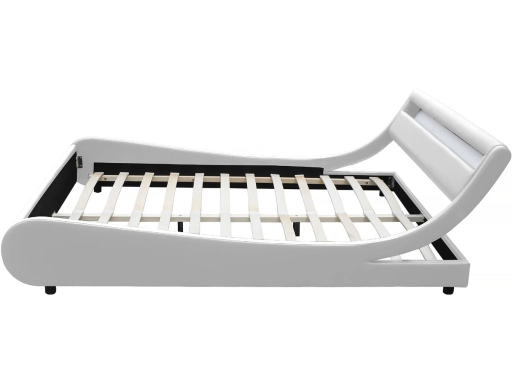 Letto con luce LED "Natacha" - 140 x 190 cm - Bianco