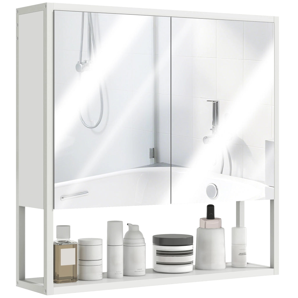 Mobile Bagno con Specchio e Armadietto ¨C zephmum ¨C 60x16x60 cm, Bianco