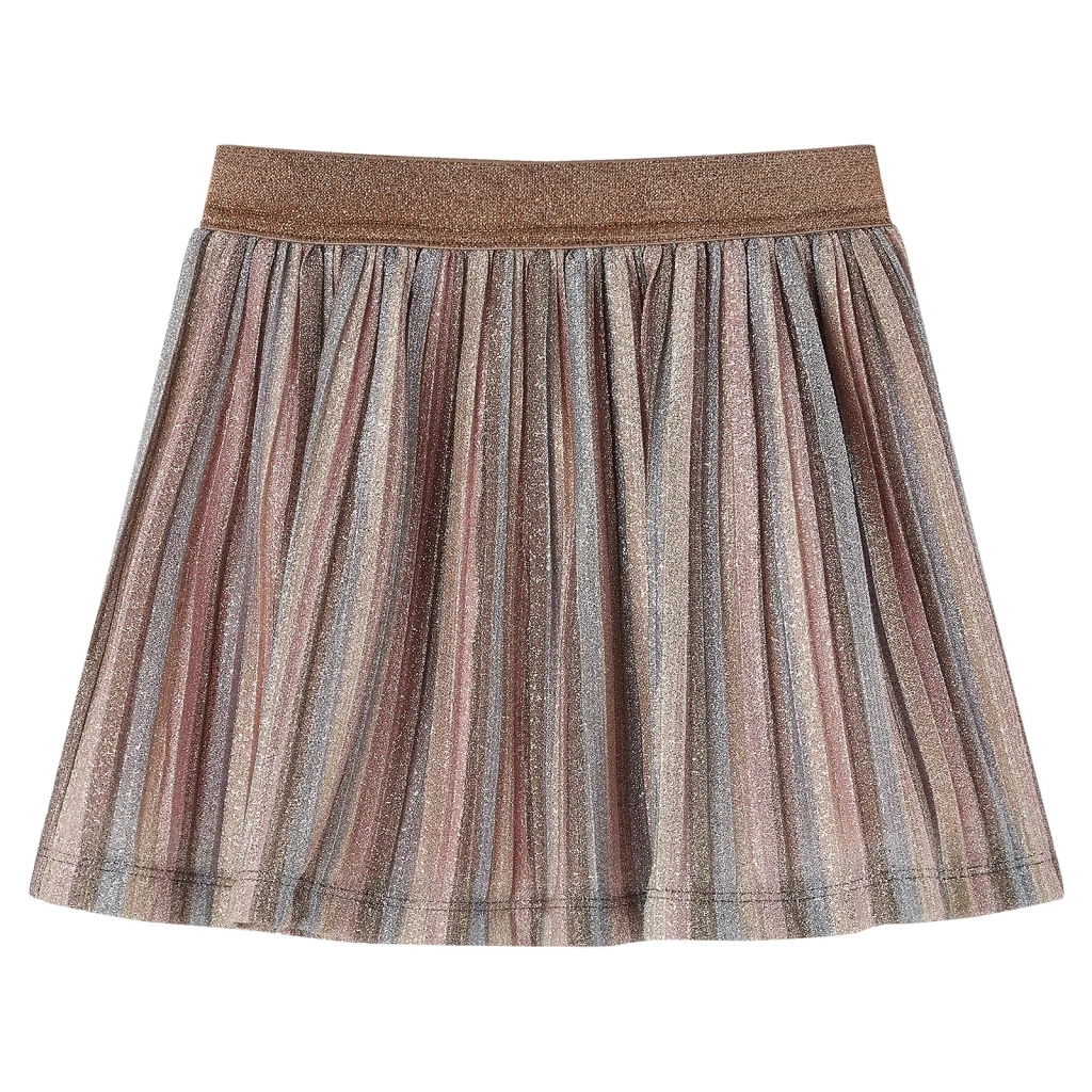 Gonna Plissettata da Bambina con Brillantini Marrone e Rosa 92 14554