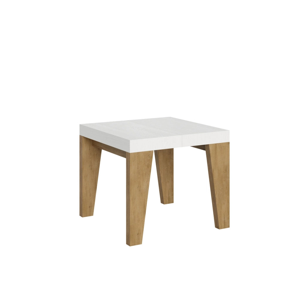 Tavolo Allungabile 90/246x90x77 cm Naxy Mix piano Bianco Frassino gambe Quercia Natura