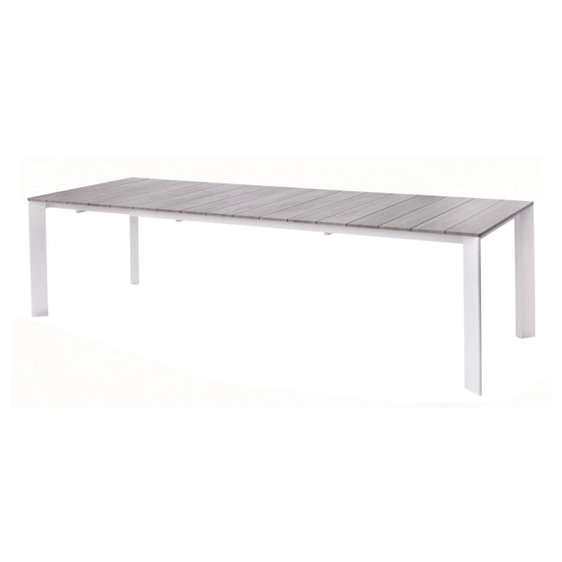 Tavolo Arenzano 211/276 Alluminio Bianco Top Alluminio Effetto Legno Moia