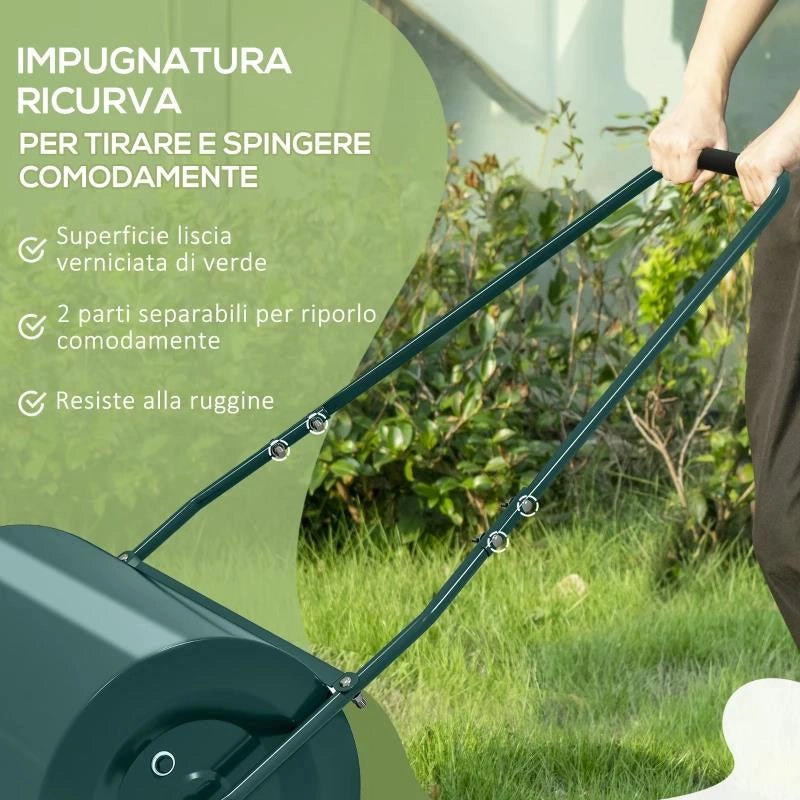 RULLO PER PRATO DA 63L DI CAPACITÓ CON LAMA RASCHIANTE, IN METALLO, 123X58X40 CM, VERDE SCURO