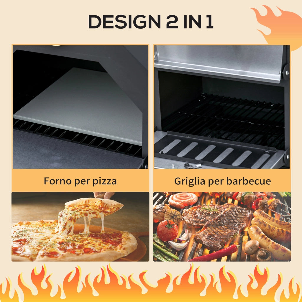 Forno per Pizza Barbecue ¨C Zephmum ¨C Acciaio Inox 64x54x160cm