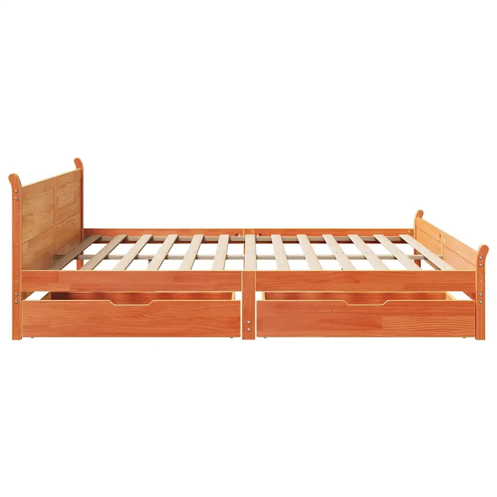 Letto matrimoniale | Letto per adulti | Letto senza Materasso Marrone Cera 200x200 cm in Legno di Pino