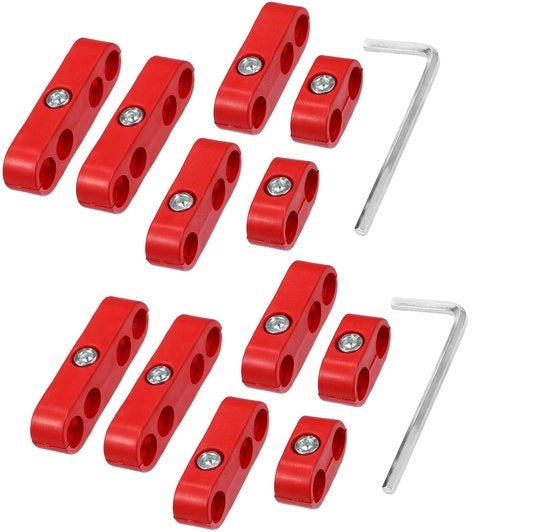 Scheider a Cavo - Lega di Alluminio - 7mm/8mm Morsetto - Installazione Facile - Adatto per la maggior parte dei Veicoli - Rosso - Scheider a Cavo