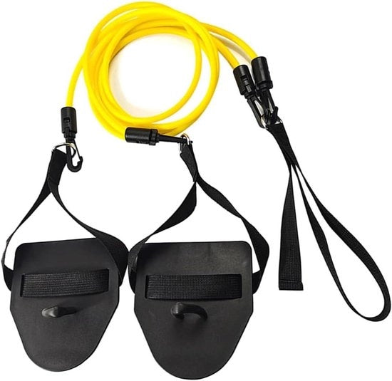 Allenatore di nuoto per terra con pedali manubri e resistenza - Cinturino per allenamento delle braccia - Giallo 20 lbs
