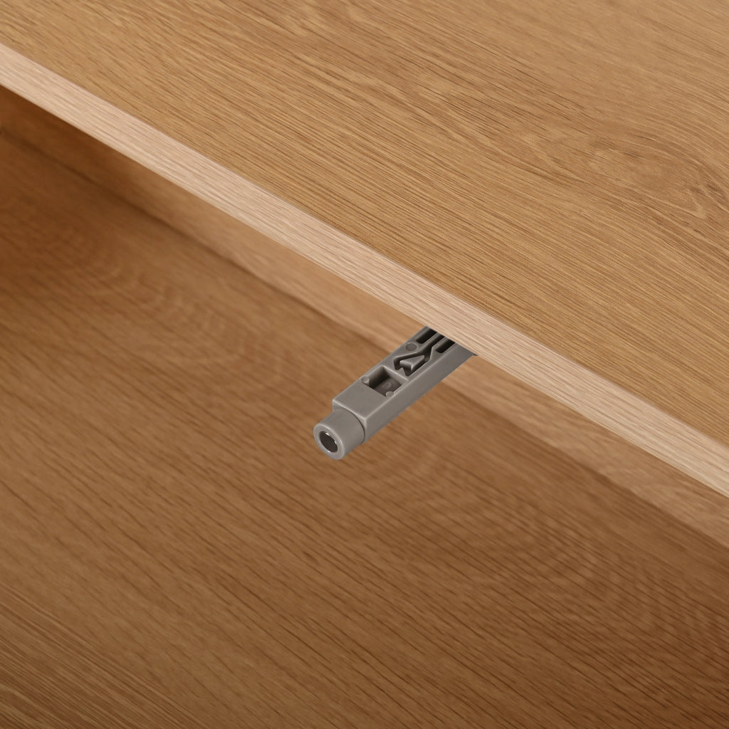 Credenza a sei cassetti geometrica in MDF colore naturale per soggiorno e camera da letto 115,5 × 38 × 75 cm