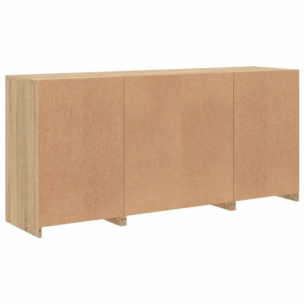Credenza | Madia | Buffet da pranzo | Armadio da pranzo con Luci LED Rovere Sonoma 142,5x37x67 cm