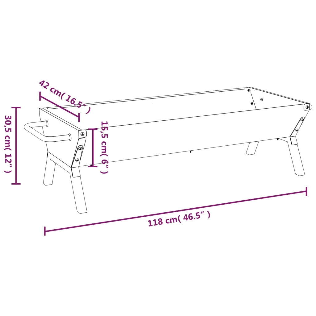 Vassoio per Barbecue Argento 118x42x30,5 cm Acciaio Inox