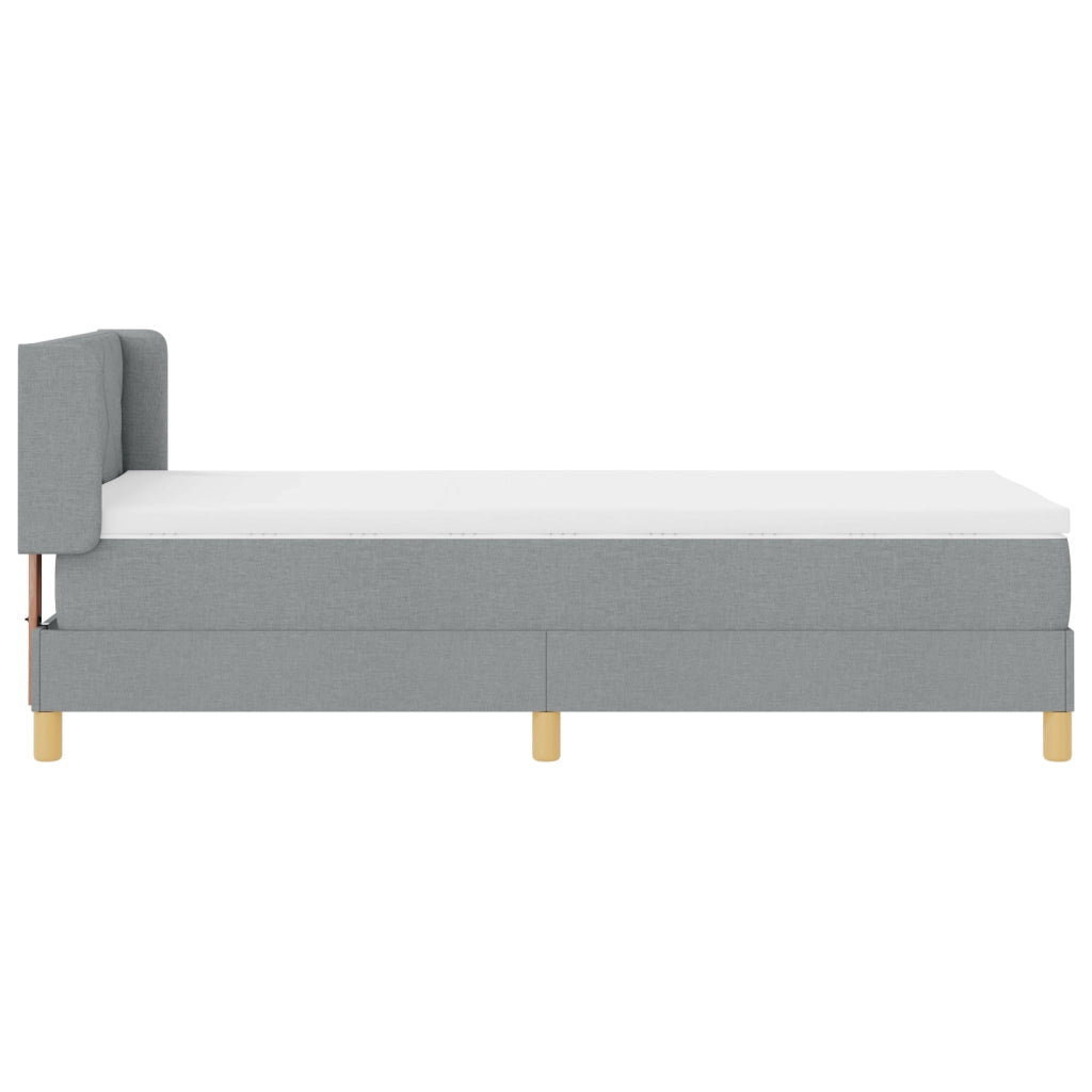 Letto Box Spring e Materasso Grigio Chiaro 90x200 cm Tessuto