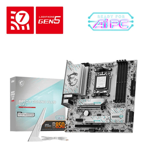 Msi mb b850m gaming plus wifi,b850m,am5,4ddr5,2pci-ex16,1pci-ex1,2m.2,4sata3,6usb3.2 gen2,5usb3 - 911-7E66-001