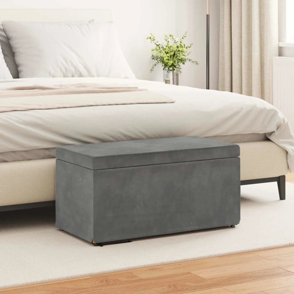 Pouf Grigio scuro Velluto e Legno Ingegnerizzato 876781