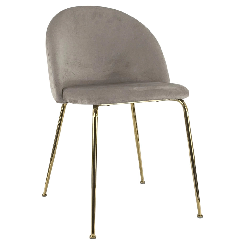 Marvin Sedia in Velluto e Oro Oslo da Sala Pranzo Con Gambe Metallo Dorate Seduta Imbottita Sedie Poltro Tortora/1 Sedia
