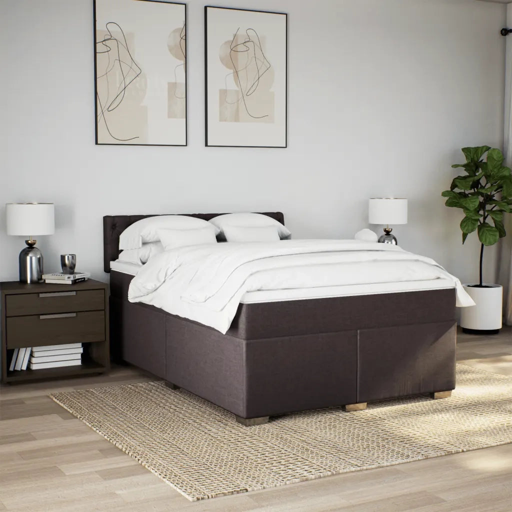 Giroletto a Molle con Materasso Marrone Scuro 140x200cm Tessuto 3288221