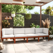 Divano da giardino a 4 posti con cuscino in legno di acacia e corda 3057884