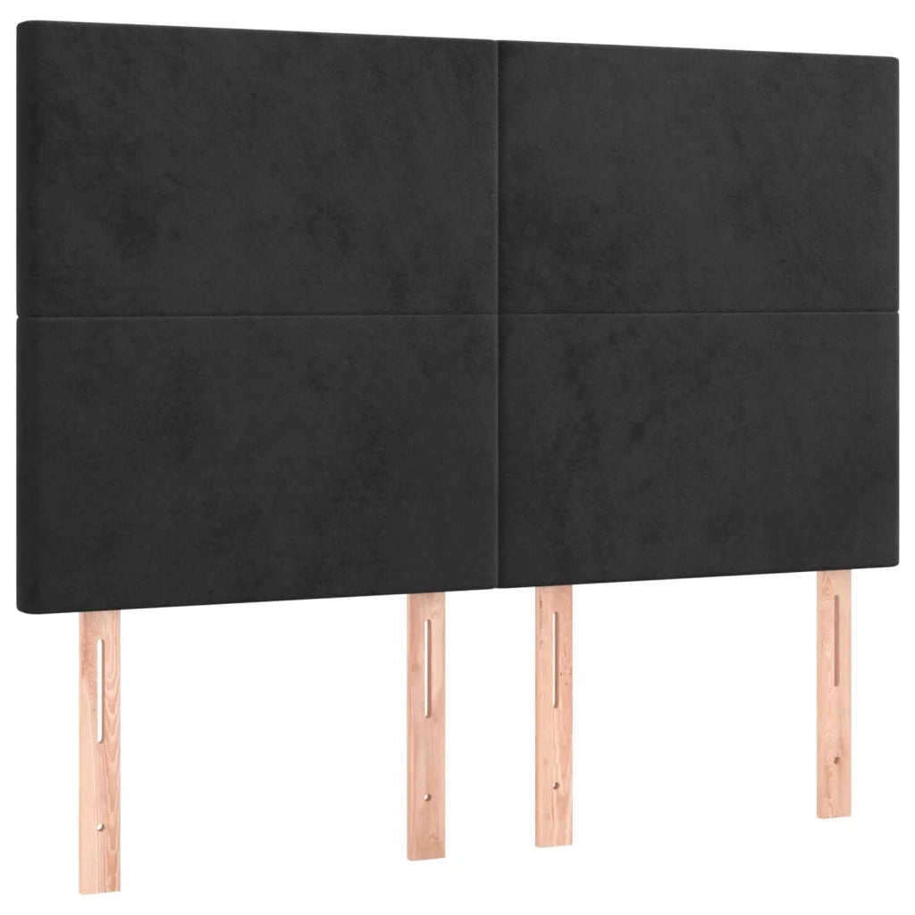 Testiera a LED Nera 144x5x118/128 cm in Velluto cod mxl 72032