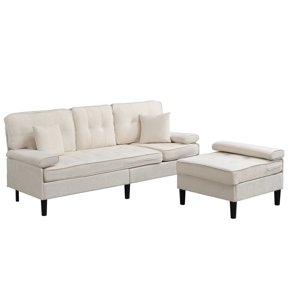 Divano Angolare Chaise Longue con Funzione Letto ¨C MINIMAL ¨C Chenille, 3 Posti, 195 cm