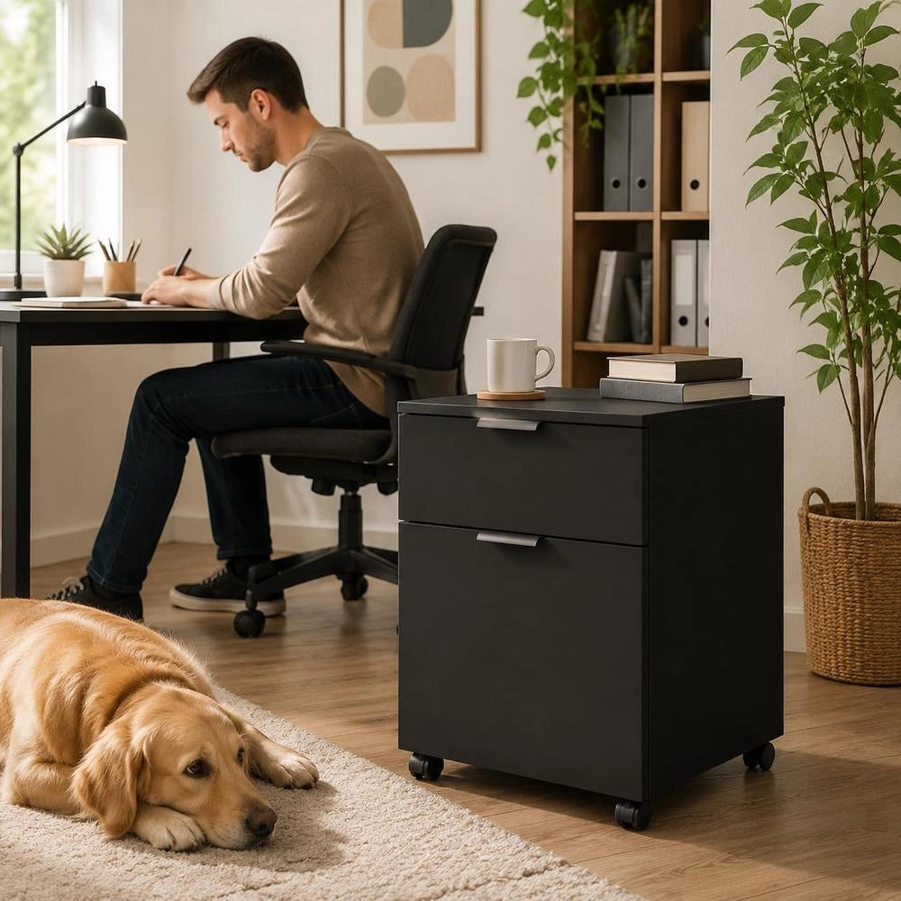 Mobile Filing Cabinet With Wheels, Black, 45x38x54 Cm