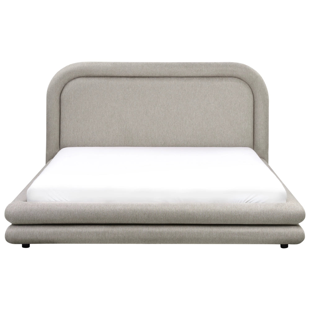 Letto imbottito in tessuto tortora con testiera e giroletto 160 x 200 cm camera da letto elegante
