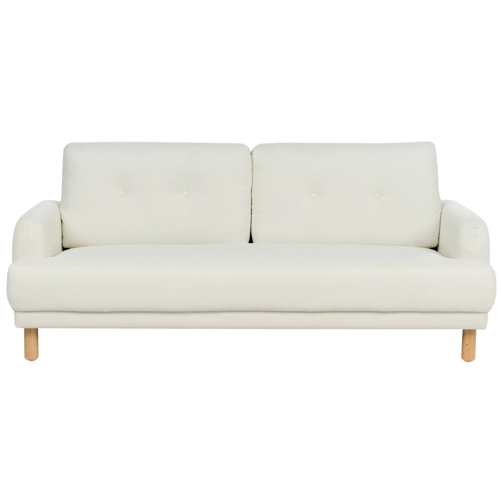 Set da salotto composto da divano a 3 posti e poltrona gambe in legno seduta spessa con rivestimento in tessuto bianco sporco soggiorno retrò classico