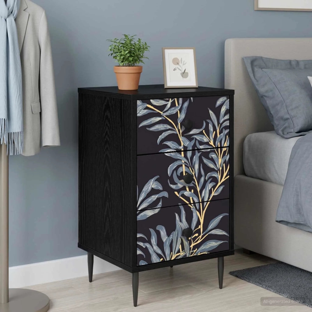 Armadio da Notte DOKKUM 2 pz Rovere Nero 36 x 33 x 61 cm 8007326