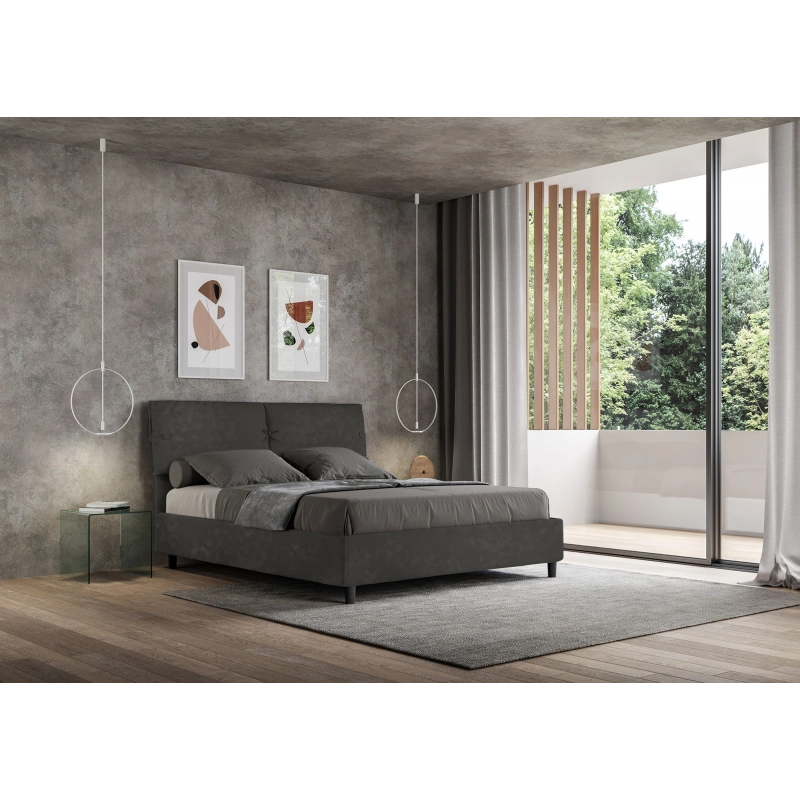 Letto imbottito Matrimoniale 160x190 cm Sleeper - Con rete,Microfibra,Grigio