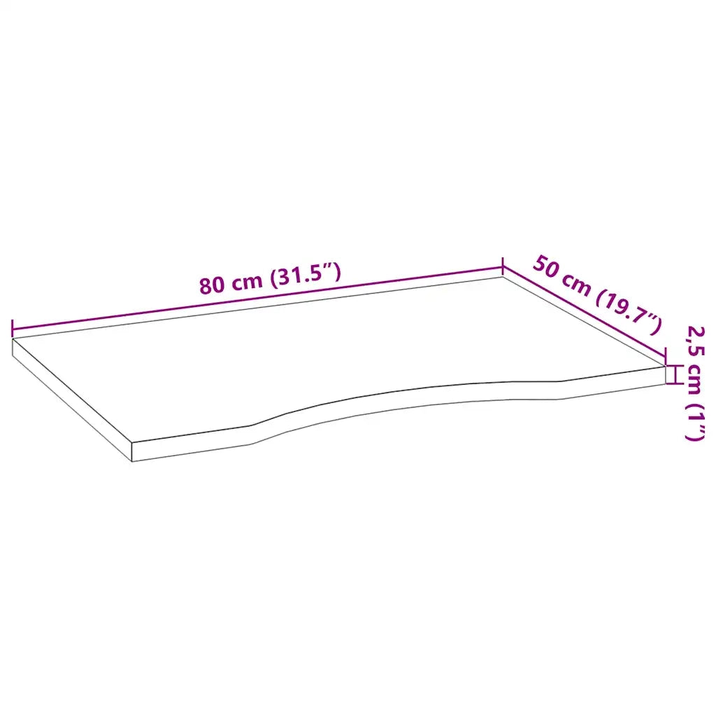 vidaXL Piano Scrivania 80x50x2,5 cm Rovere Massello Non Trattato