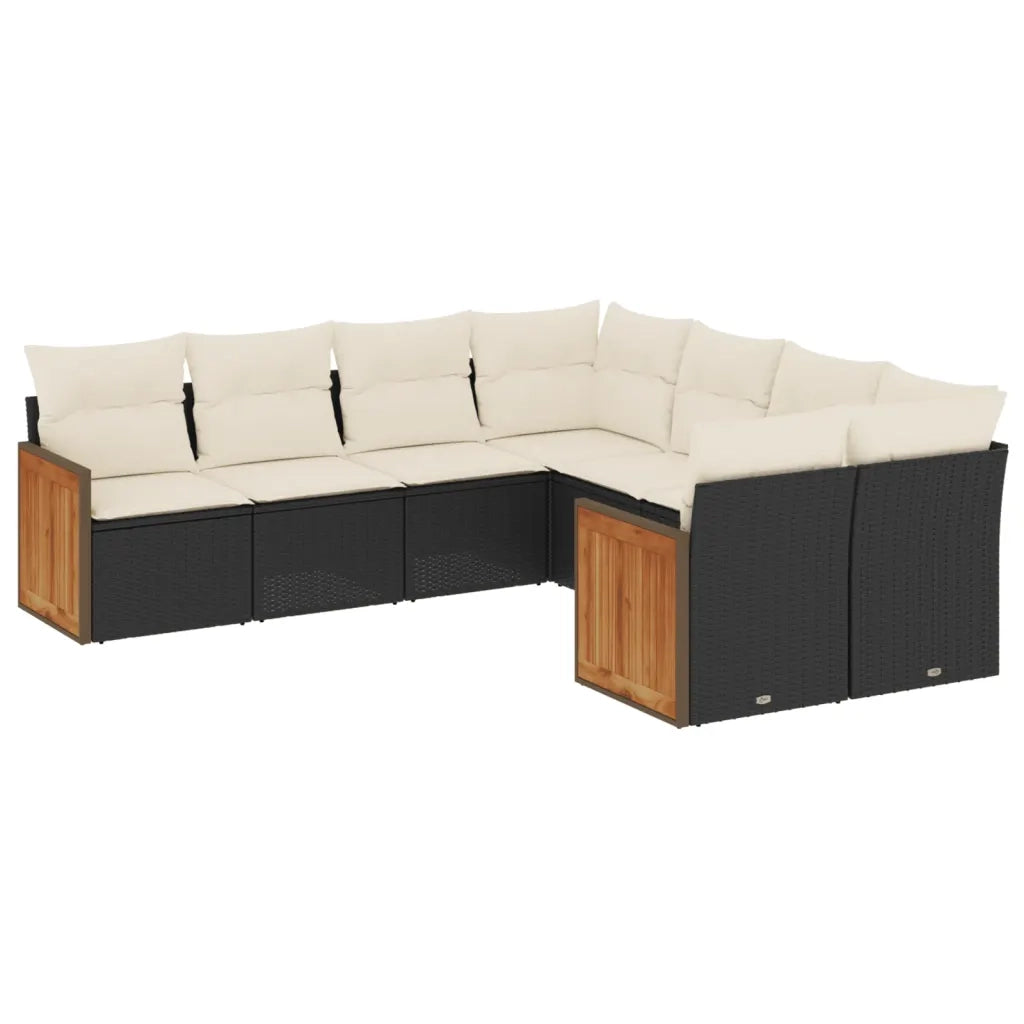 Set Divani da Giardino con Cuscini 8 pz Nero in Polyrattan 3228233