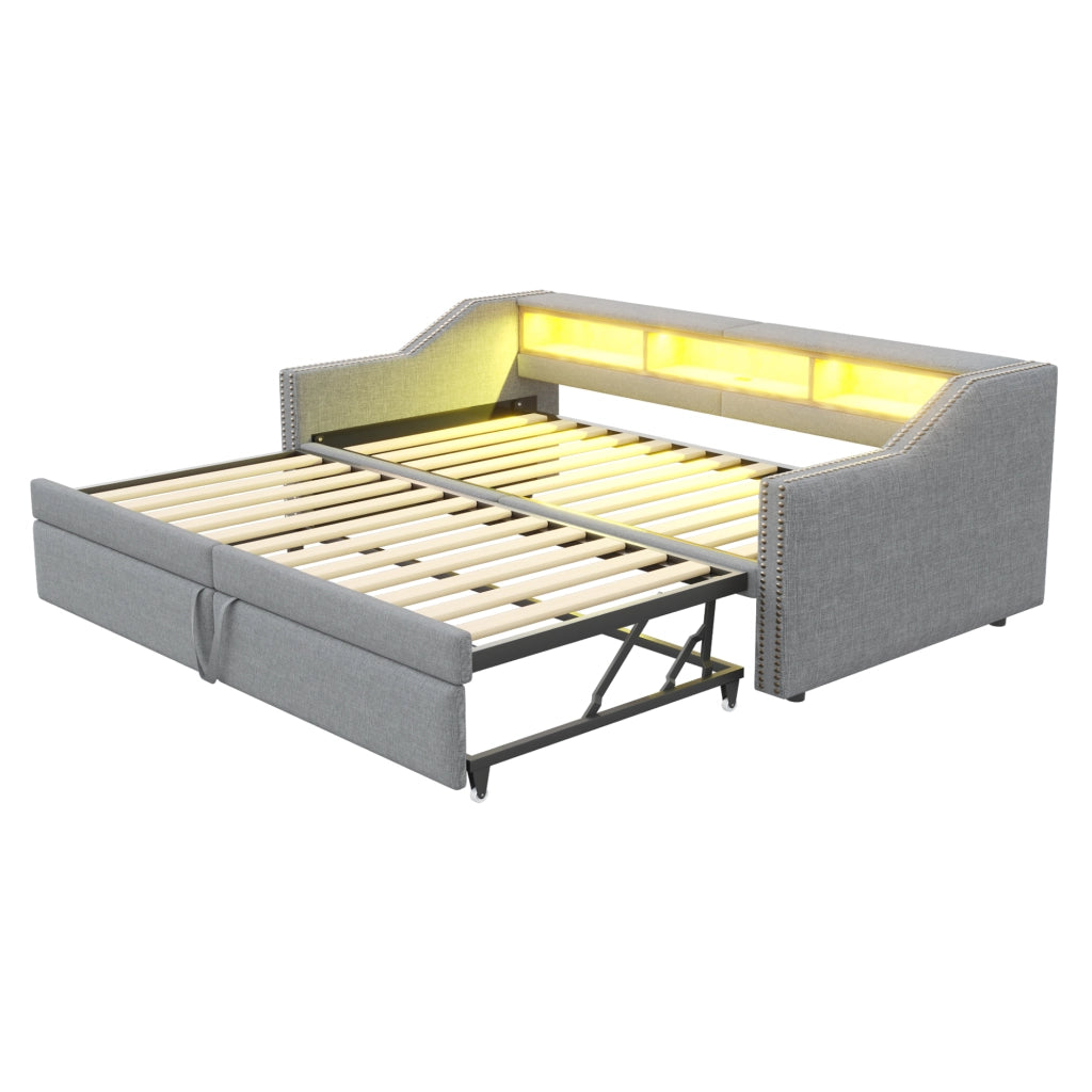 Letto divano estraibile lino 90x200 cm