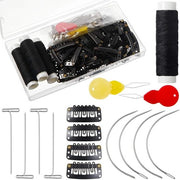 Set di estensioni capillari 85 pezzi - 50 clip U - 10 aghi curvi - 20 spille T - 3 bobine di filo a maglia - 2 attrezzi per aghi - Kit per estensioni capillari