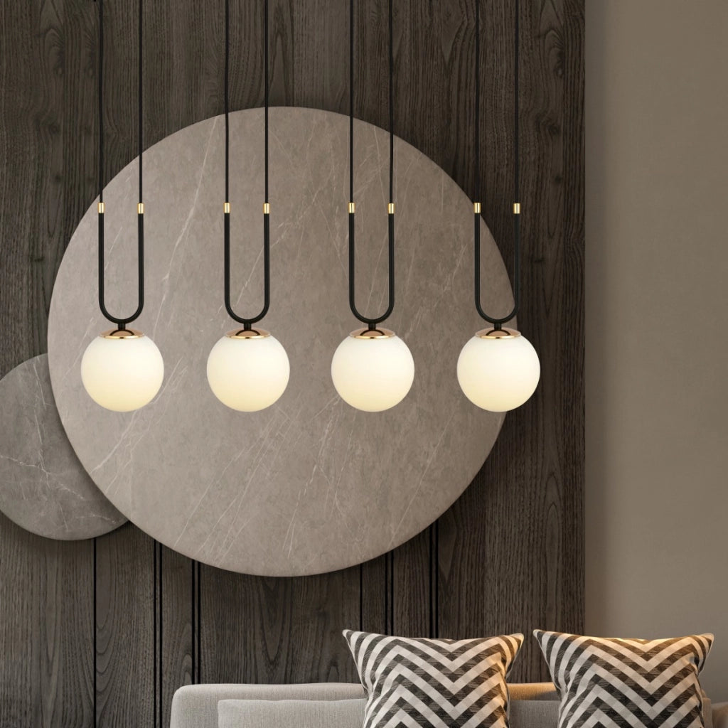 Lampadario Emibig Glam 4xE14 in vetro nero opale oro